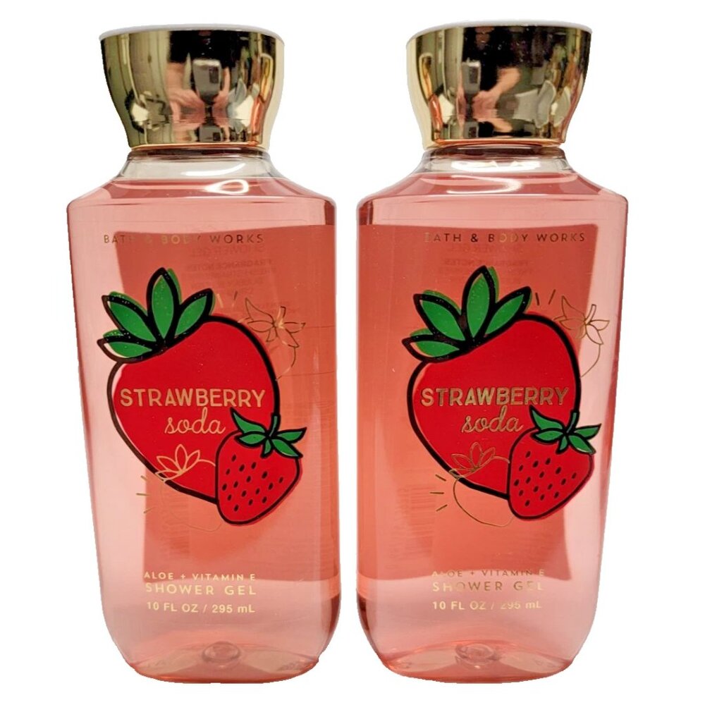 BATH & BODY WORKS STRAWBERRY SODA SHOWER GEL SET OF TWO Body Wash Fruity Yummy!